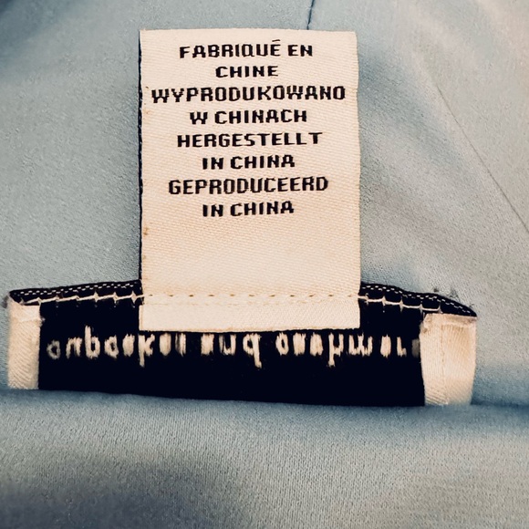 Cupcakes and Cashmere Blue Satin Blouse XL French Cuff Button Front Draped Shirt - Picture 7 of 10